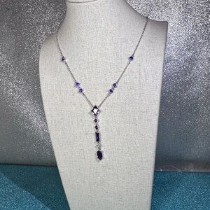 Bomb Party Delicate Lab Amethyst Cubic Zirconia Necklace on Rhodium